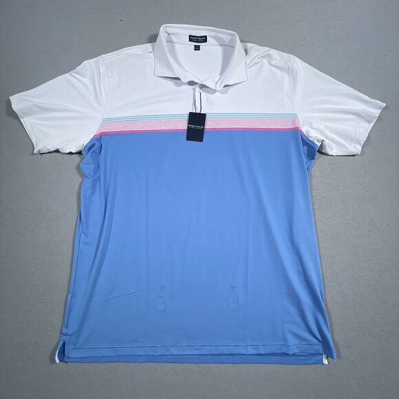 Peter Millar Crown Crafted Polo Shirt Men Size‎ XXL JULIUS Blue White NWT - Picture 1 of 11